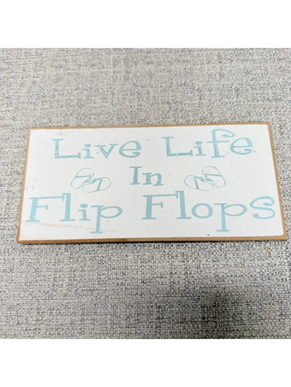 Live Life In Flip Flops Beach Coastal Quote Wooden Magnet Sign 8” x 4”